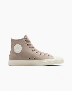 Beige White Converse CONS Chuck Taylor All Star Pro Nubuck Women Skate Shoes Canada | C-39621749