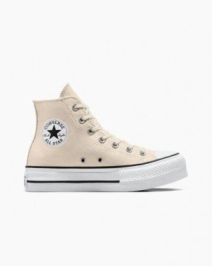 Beige White / Black Converse Chuck Taylor All Star Lift Platform Women Canvas Shoes Canada | C-48723959