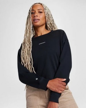Black Converse Boxy Women T Shirts Canada | C-24390619