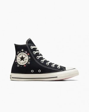 Black Converse Chuck Taylor All Star Embroidered Little Women Sneakers Canada | C-18342699