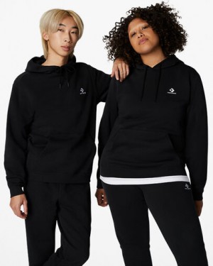 Black Converse Go-To Embroidered Star Chevron Standard-Fit Fleece Men Hoodie Canada | C-24316789