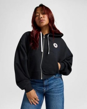 Black Converse Retro Full-Zip Women Hoodie Canada | C-60824539
