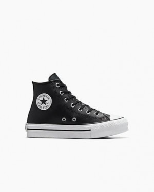 Black / Beige White Converse Chuck Taylor All Star EVA Lift Leather Kids' Platform Shoes Canada | C-43928069
