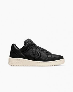 Black / Beige White Converse Weapon Mono Leather Men Basketball Shoes Canada | C-78395029