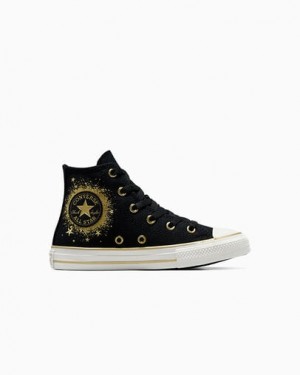 Black / Gold / White Converse Chuck Taylor All Star Gold Stars Kids' Sneakers Canada | C-63490219