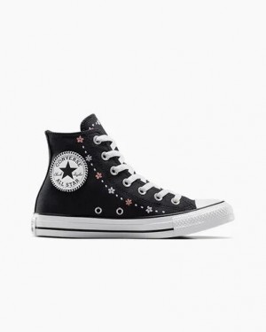 Black / White Converse Chuck Taylor All Star Petite Petals Women Sneakers Canada | C-47650929