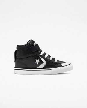 Black / White Converse Pro Blaze Strap Leather Kids' Sneakers Canada | C-95678439