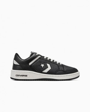 Black / White Converse Weapon Leather Women Basketball Shoes Canada | C-10285739