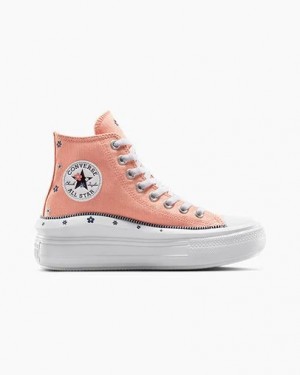 Coral / White Converse Chuck Taylor All Star Move Women Platform Shoes Canada | C-54791829
