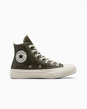 Dark Green Converse Chuck 70 Snakeskin Print Women Sneakers Canada | C-17935069