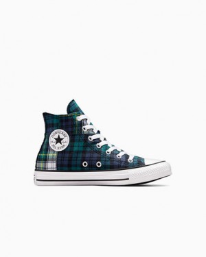 Green / Navy / White Converse Chuck Taylor All Star Plaid Kids' Sneakers Canada | C-60532919