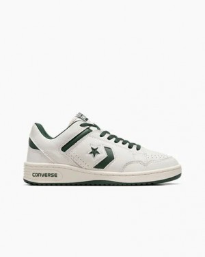 Green / White Converse Weapon Leather Women Basketball Shoes Canada | C-02731989