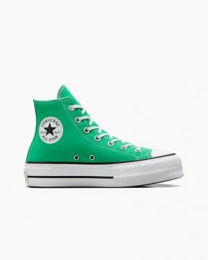 Green / White / Black Converse Chuck Taylor All Star Lift Platform Women Canvas Shoes Canada | C-62781599