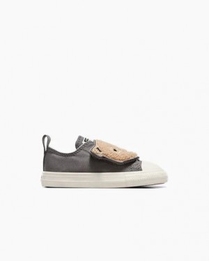 Grey Converse Chuck Taylor All Star One Strap Sherpa Bear Kids' Sneakers Canada | C-90324679