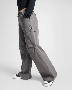 Grey Converse Fleece Women Cargo Pants Canada | C-29657039