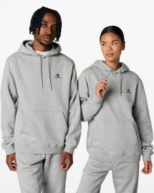 Grey Converse Go-To Embroidered Star Chevron Standard-Fit Fleece Men Hoodie Canada | C-90217549