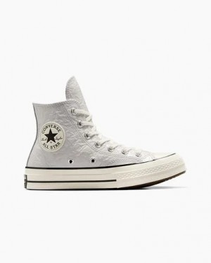Grey / Black Converse Chuck 70 Crinkled Leather Women Sneakers Canada | C-48137069