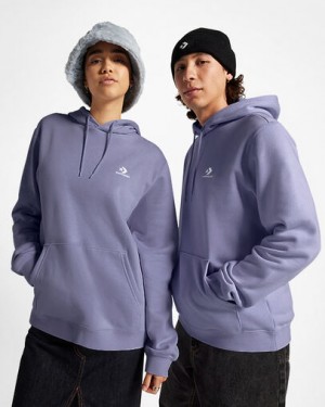Lavender Grey Converse Go-To Embroidered Star Chevron Standard-Fit Fleece Men Hoodie Canada | C-19427039
