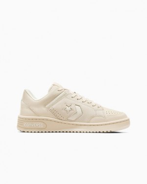 Light Beige Converse Weapon Leather Women Basketball Shoes Canada | C-87469329