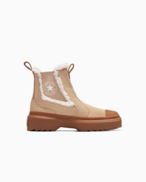 Light Brown Converse Chuck Taylor All Star Chelsea Lugged Suede Kids' Sneakers Canada | C-79536219