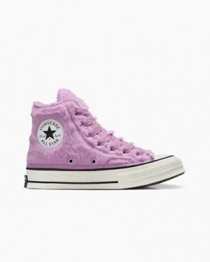 Light Purple / Black Converse Chuck 70 Faux Fur Women Sneakers Canada | C-82916579