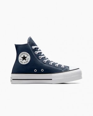Navy / White / Black Converse Chuck Taylor All Star Lift Platform Women Canvas Shoes Canada | C-68231599