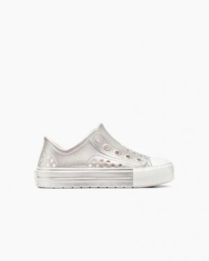 Pink / Silver / White Converse Chuck Taylor All Star Play Lite CX Metallic Kids' Sneakers Canada | C-57841069