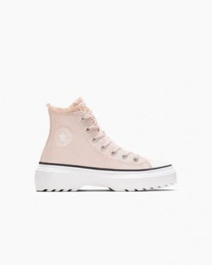 Pink / White Converse Chuck Taylor All Star Lugged Lift Ruffles Kids' Sneakers Canada | C-09861729