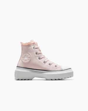 Pink / White Converse Chuck Taylor All Star Lugged Lift Ruffles Kids' Sneakers Canada | C-13967489