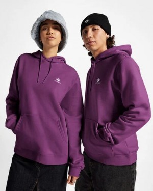 Purple Converse Go-To Embroidered Star Chevron Standard-Fit Fleece Men Hoodie Canada | C-45867039