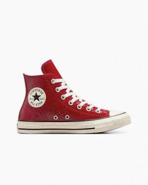 Red Converse Chuck Taylor All Star Crinkled Leather Women Sneakers Canada | C-30418279