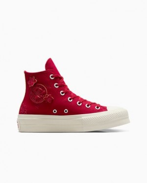 Red Converse Chuck Taylor All Star Lift 3D Florals Women Sneakers Canada | C-75269309