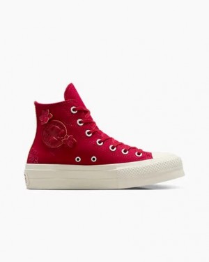 Red Converse Chuck Taylor All Star Lift 3D Florals Women Sneakers Canada | C-71032599