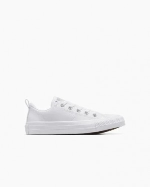 White Converse Chuck Taylor All Star Malden Street Leather Kids' Sneakers Canada | C-09823679