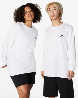 White Converse Go-To Embroidered Star Chevron Standard-Fit Women T Shirts Canada | C-42019789