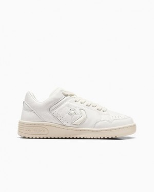 White / Beige Converse Weapon Mono Leather Women Basketball Shoes Canada | C-12659749