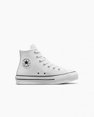 White / Beige White / Black Converse Chuck Taylor All Star EVA Lift Leather Kids' Platform Shoes Canada | C-73540269