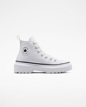 White / Black Converse Chuck Taylor All Star Lugged Lift Platform Kids' Canvas Shoes Canada | C-46128059