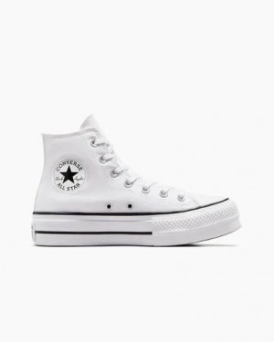 White / Black Converse Chuck Taylor All Star Lift Platform Women Canvas Shoes Canada | C-59073419