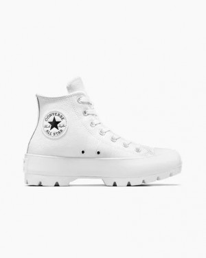 White / Black Converse Chuck Taylor All Star Lugged Leather Women Sneakers Canada | C-89213479