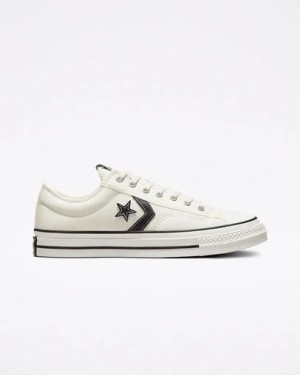 White / Black Converse Star Player 76 Premium Women Canvas Shoes Canada | C-71065899