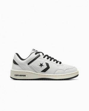 White / Black Converse Weapon Leather Men Tennis Shoes Canada | C-57629039