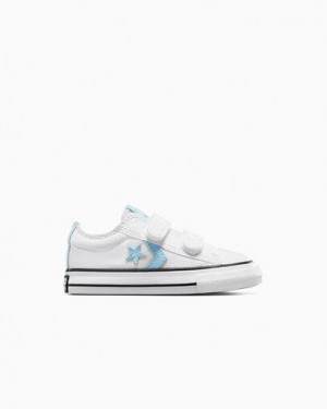 White / Blue / White Converse Star Player 76 Kids' Sneakers Canada | C-02574189