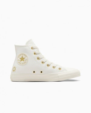 White / Gold Converse Chuck Taylor All Star Luck Charms Women Sneakers Canada | C-63215979