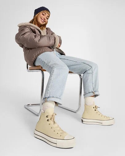 Beige Converse Chuck Tayor All Star Lift Women Platform Shoes Canada | C-59682179