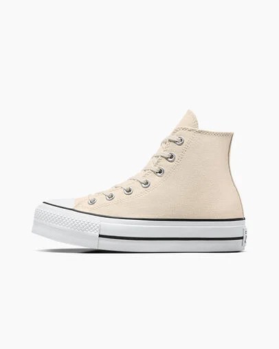 Beige White / Black Converse Chuck Taylor All Star Lift Platform Women Canvas Shoes Canada | C-48723959