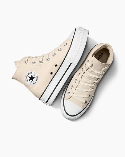 Beige White / Black Converse Chuck Taylor All Star Lift Platform Women Canvas Shoes Canada | C-48723959