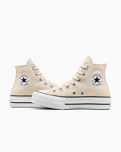 Beige White / Black Converse Chuck Taylor All Star Lift Platform Women Canvas Shoes Canada | C-48723959