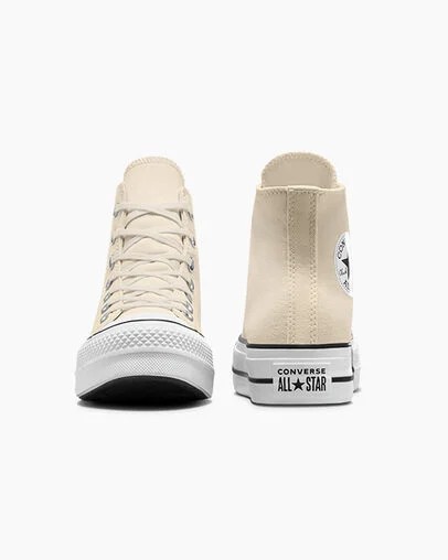 Beige White / Black Converse Chuck Taylor All Star Lift Platform Women Canvas Shoes Canada | C-48723959
