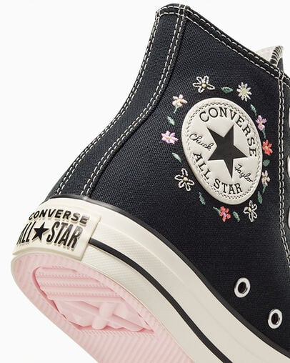 Black Converse Chuck Taylor All Star Embroidered Little Women Sneakers Canada | C-36972809